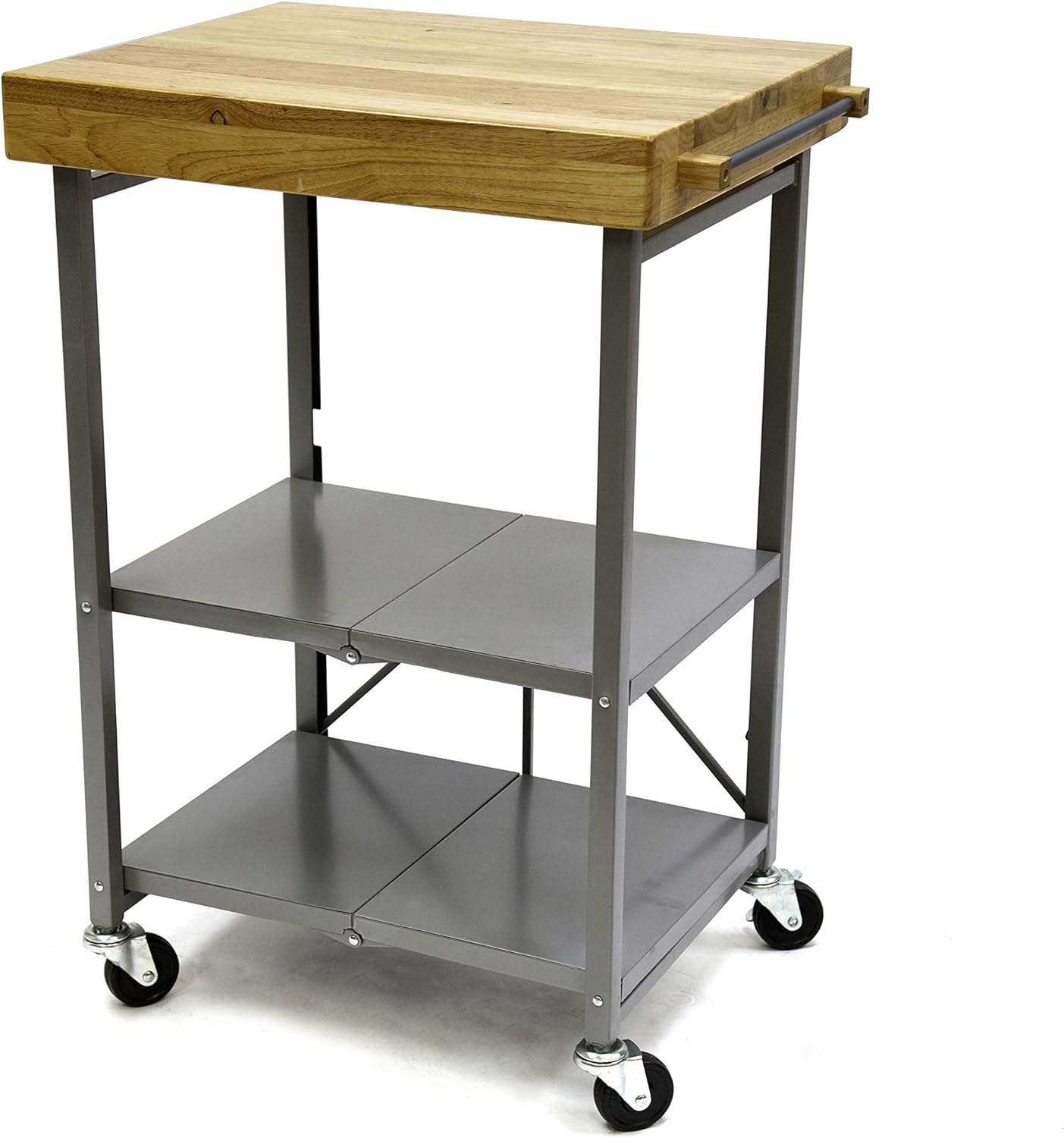 Origami Foldable Wheeled Steel Frame Wood Top Cart - Gallery 7