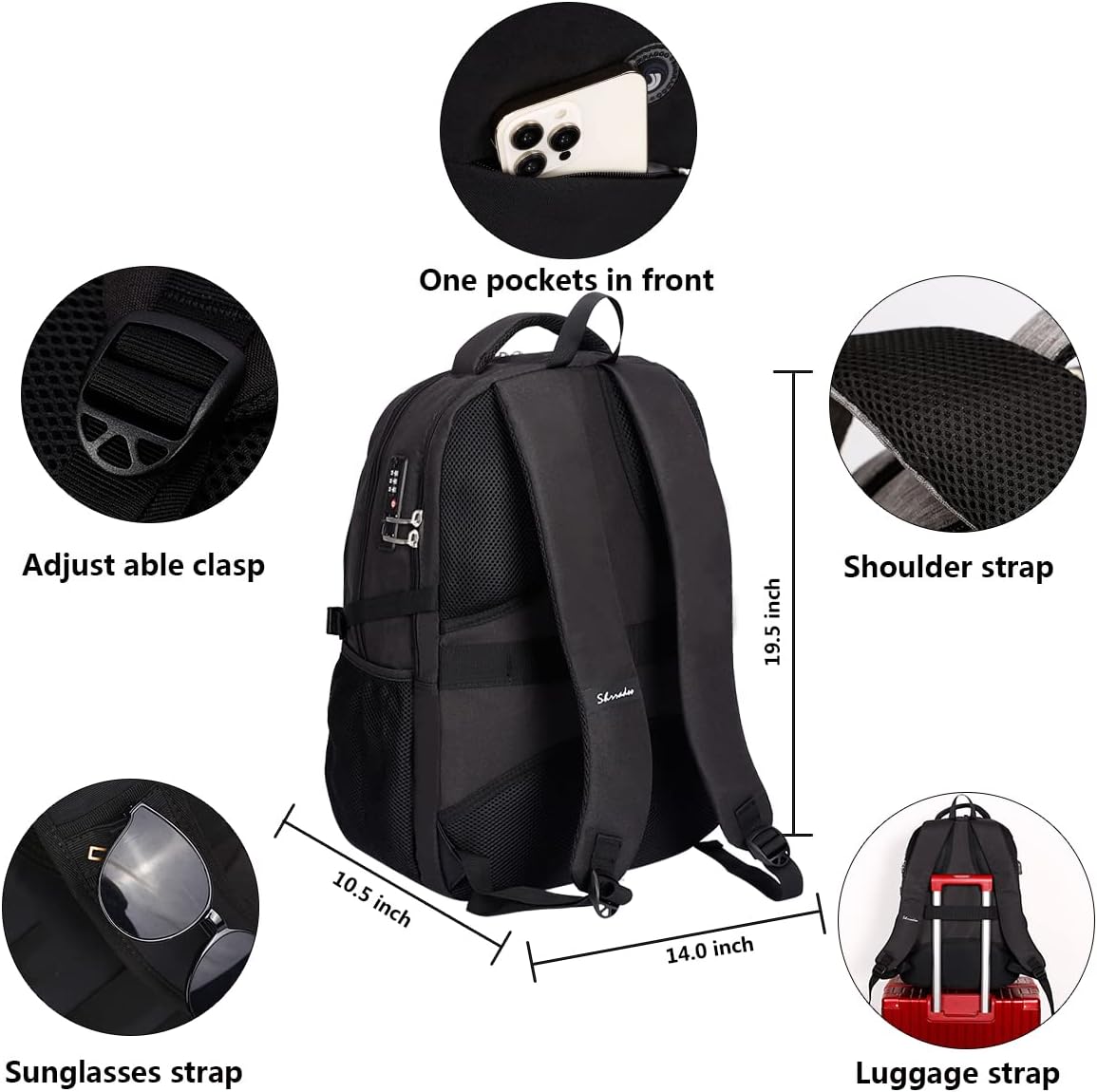 SHRRADOO Anti Theft Laptop Backpack - Gallery 15