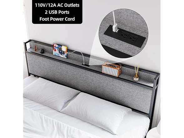 GAOMON Queen Size Bed Frame with 2 Storage Drawers