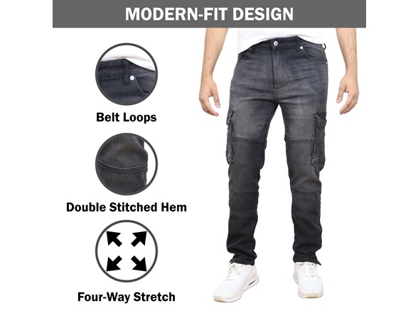 2Pk Asst Mens Stretch Cargo Jeans