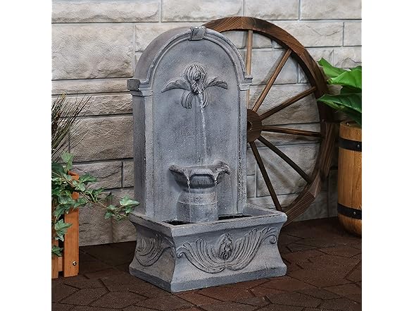 Sunnydaze 28-Inch Outdoor French-Inspired Flat Back Water Fountain