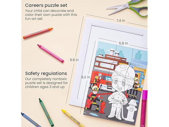 Arteza Kids Careers Coloring Puzzle Kit