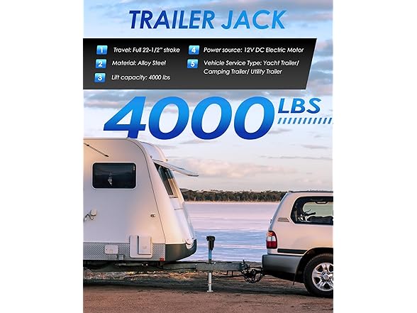 POLESTAR Electric Trailer Jack | 9-27in Lift