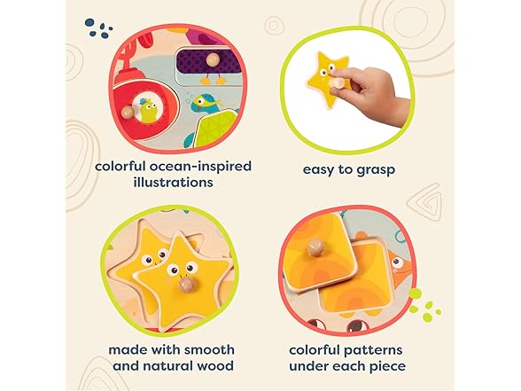 B. toys – Sea Treasures – Wooden Peg Puzzle