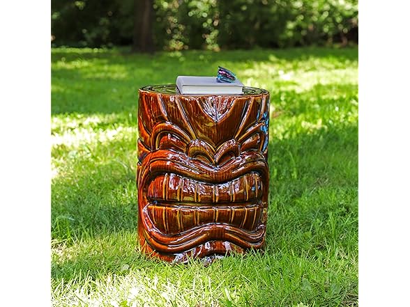 Sunnydaze Tropical Tiki Head Ceramic Garden Side Table