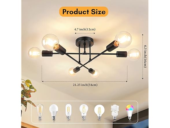 Bosceos 6-Light Industrial Ceiling Light
