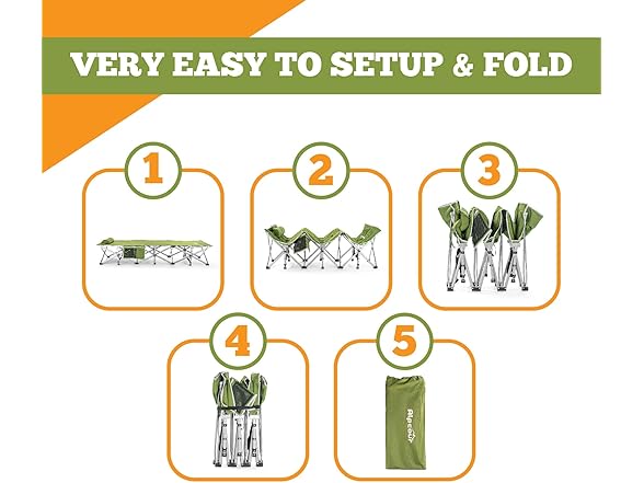 Alpcour Small-Collapse Camping Cot Green