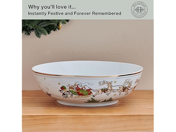 Fitz and Floyd St. Nicholas Gold Banded Serving Bowl