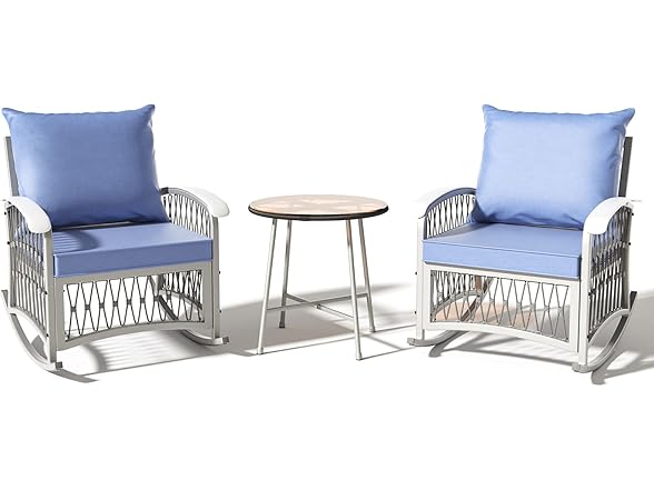 zzwhom 3 PCS Outdoor Rocking Chairs Patio Bistro Set