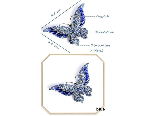 Rosette Hair Rhinestone Butterfly Brooch