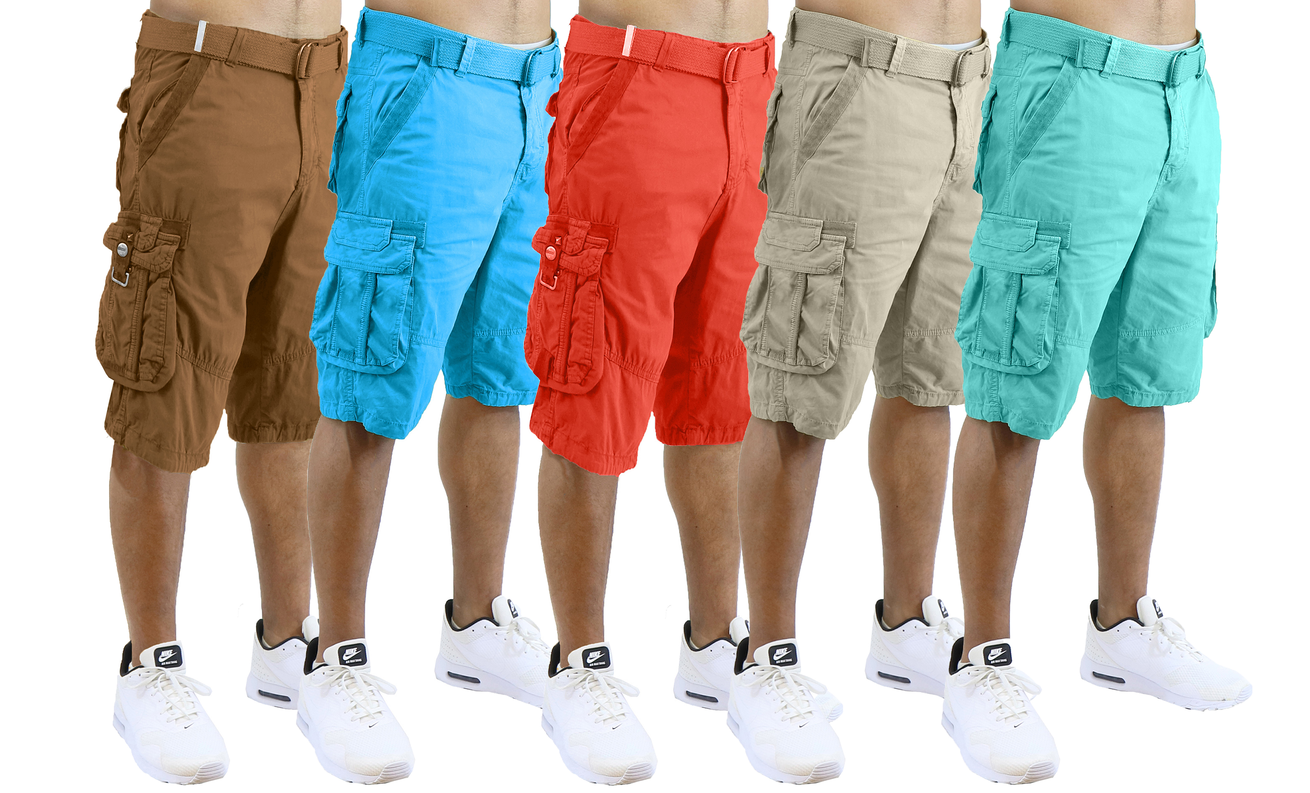 2Pk Mens Belted Cargo Utility Shorts - Gallery 13