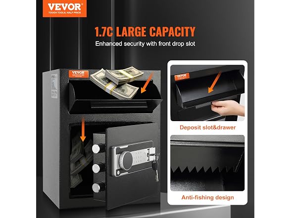 1.7 Cub Depository Safe, Deposit Safe with Drop