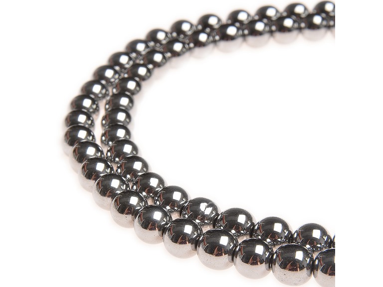 PLTbeads Gemstone Round Loose Beads-Silver Plated Hematite