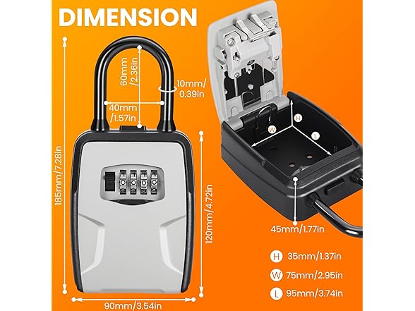 Fayleeko Portable Key Lock Box, Lock Box Wall Mo