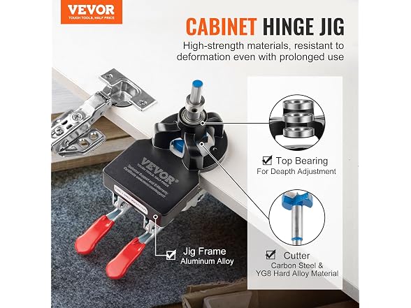 35 mm Concealed Door Hinge Jig, Aluminum Alloy