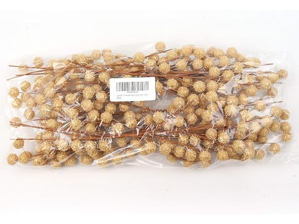 Larksilk 12 Gold Holly Berry Stem Picks - Déco