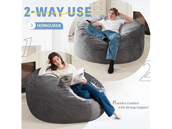 Grey 4 FT Bean Bag Chair