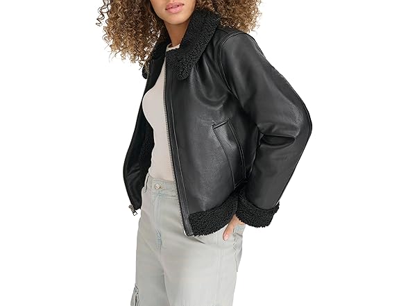 Levis Womens Faux Shearling Aviator