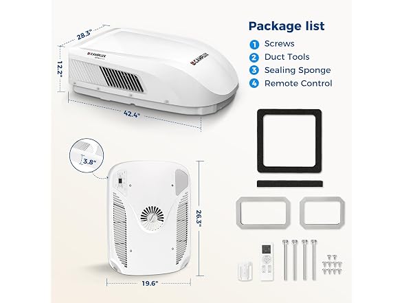 CAMPLUX 15K BTU RV Air Conditioner with Heat Pump