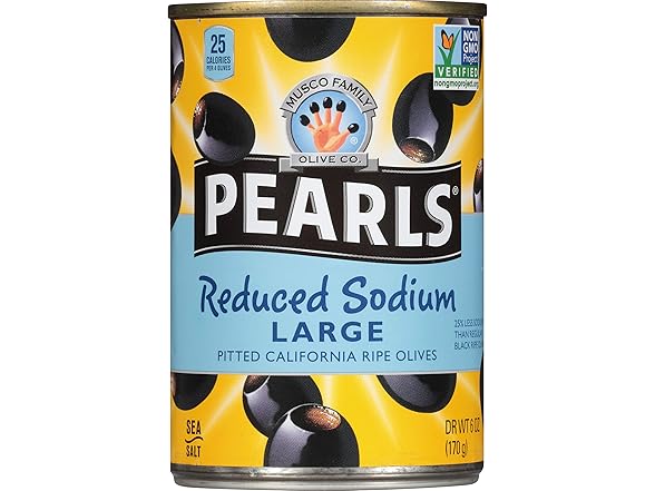 Pearls Reduced-Sodium Ripe Black Pitted Olives