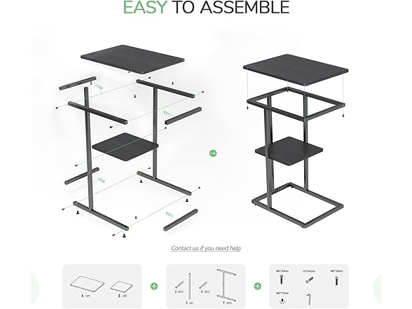 Novilla Snack Side Table C Shaped End Table