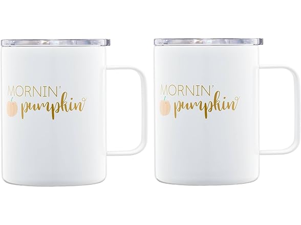 Cambridge 16 Oz Mornin Pumpkin Coffee Mugs, Set Of 2