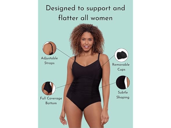Aqua Green Women Princess Seam Adjustable Swimsuit