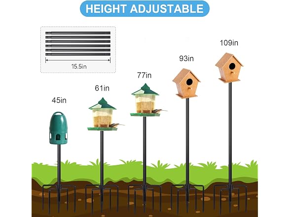 109" Heavy Duty Bird Feeder Pole