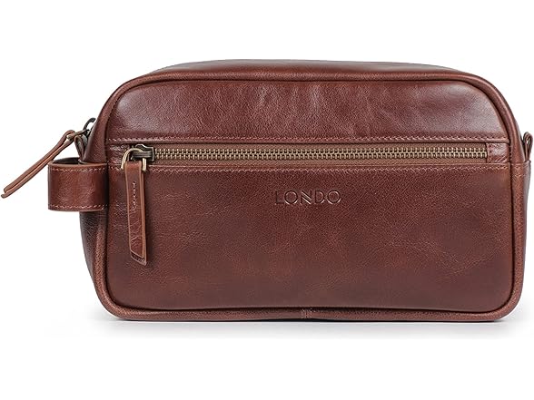 Londo Genuine Leather Travel Toiletry Bag Brown