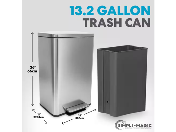 SIMPLI-MAGIC 50L Smudge Resistant Trash Can
