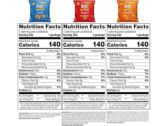 40PK SunChips 100% Whole Grain Chips, Variety