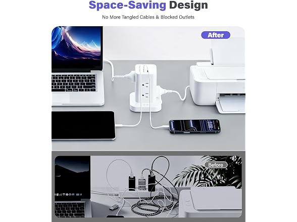 TAGZILO Power Strip Tower Surge 1800J