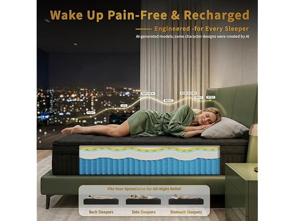 Mutesleep 12 Inch King Hybrid Mattress, Medium Firm