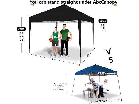 SANUMY 10x10 Pop Up Canopy – Easy Setup, Black