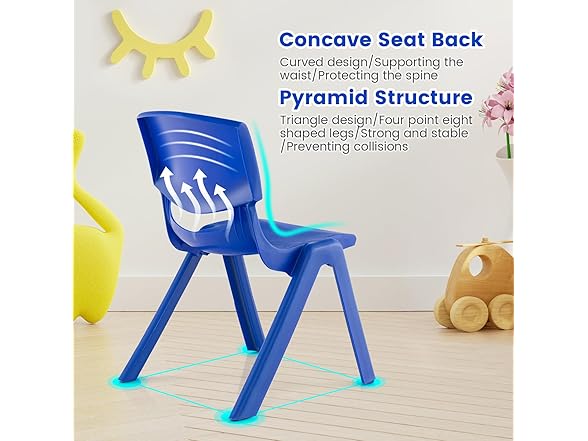 Axidou 6 Pack Premium 11" H Plastic Stackable School Chairs