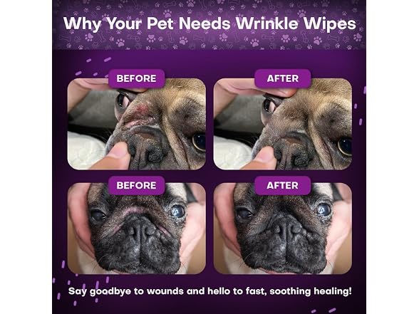Petazy Pet Wrinkle Wipes for Face Folds