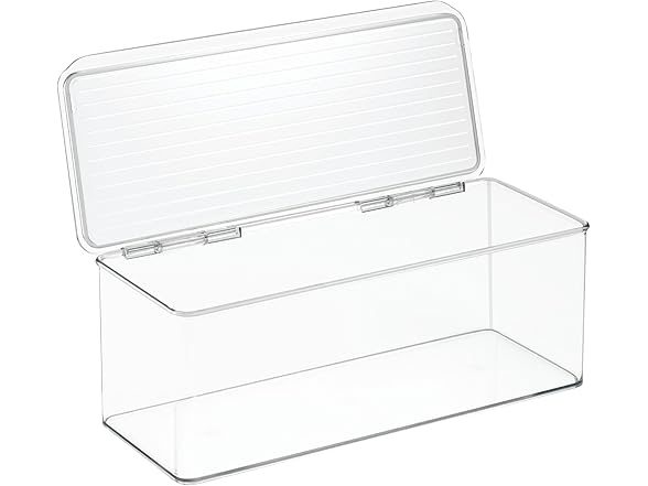 iDesign Plastic Stackable Hinged-Lid Storage Box Clear