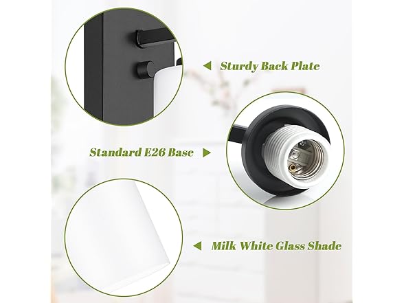 VerRon Set of 2 Wall Sconces for Bathroom, Black