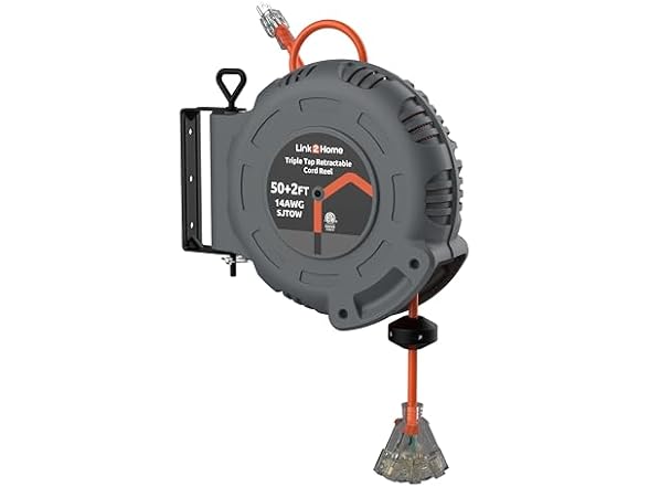 Link2Home 50 Ft. Retractable Extension Cord Reel