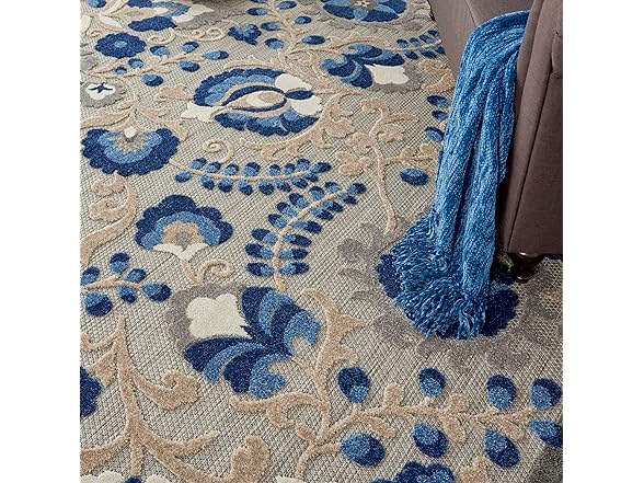 Nourison Home Aloha Indoor/Outdoor Natural/Blue 7'