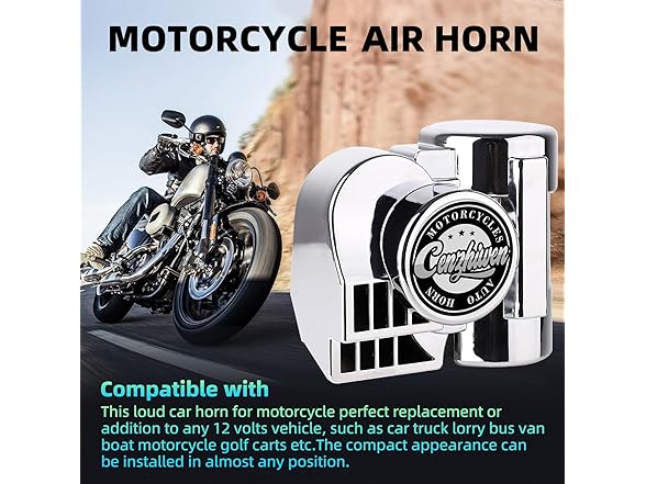 Motorcycle Air Horn Kit 12V 150db Super Loud