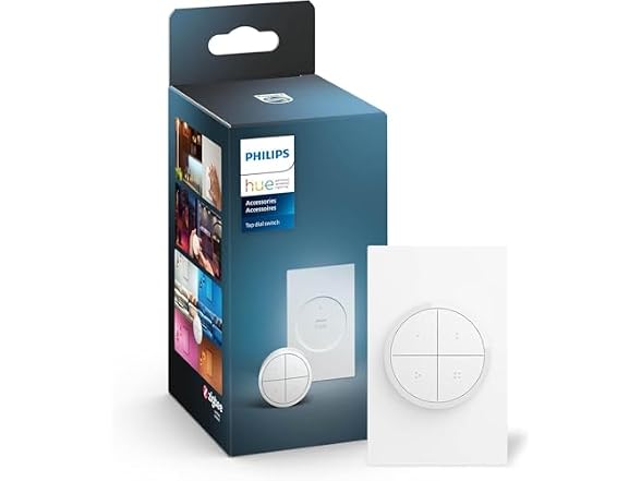 Philips Hue Wall Tap Dial Light Switch, Portable, White - 1 Pack