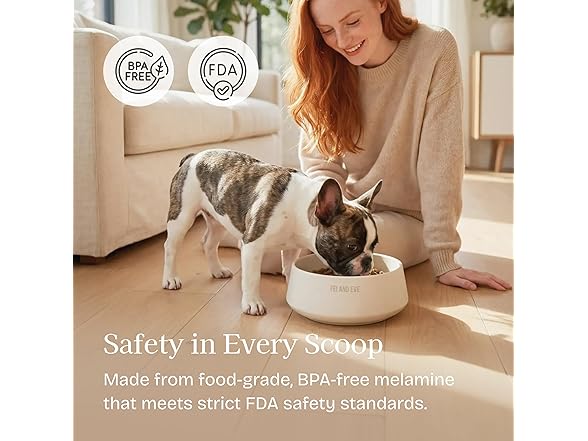 Fei & Eve Dog Bowl 30 Oz, Cloud White - Stain & Odor Resistant