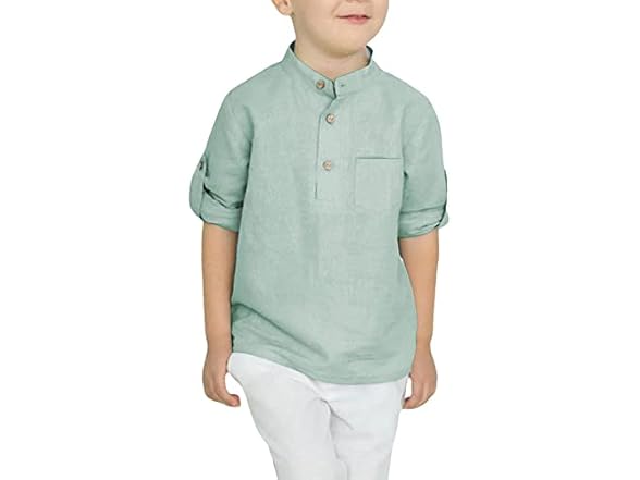 Arshiner Boys (7-8 Years) Button Up Henley Shirts