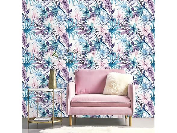 Purple Floral Peel and Stick Wallpaper 17.7inchX393.7inch
