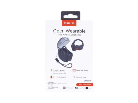 Aiwa OWS Earbuds with Display Charging Case