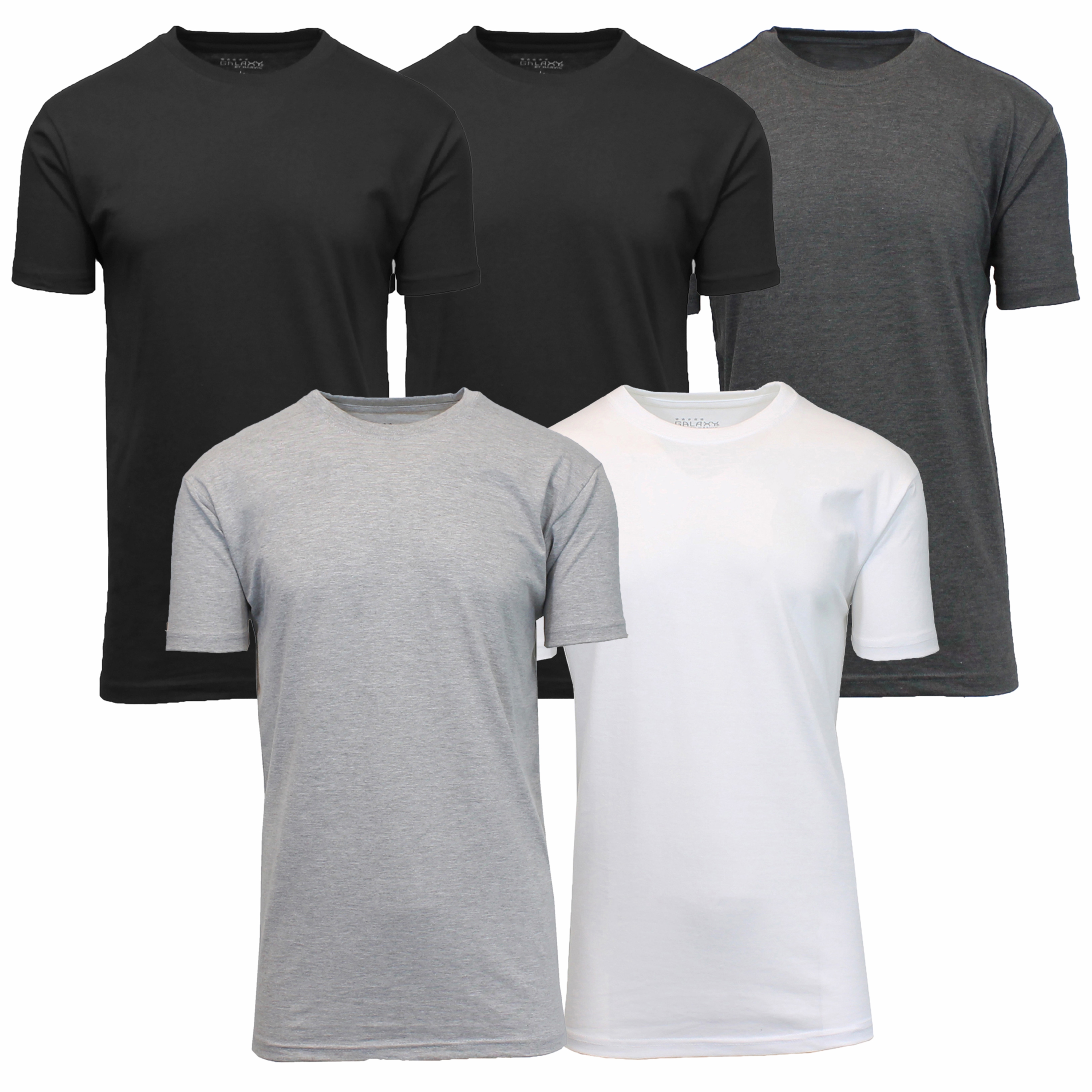 5Pk Mens S/S Crew Neck Solid Tee - Gallery 12