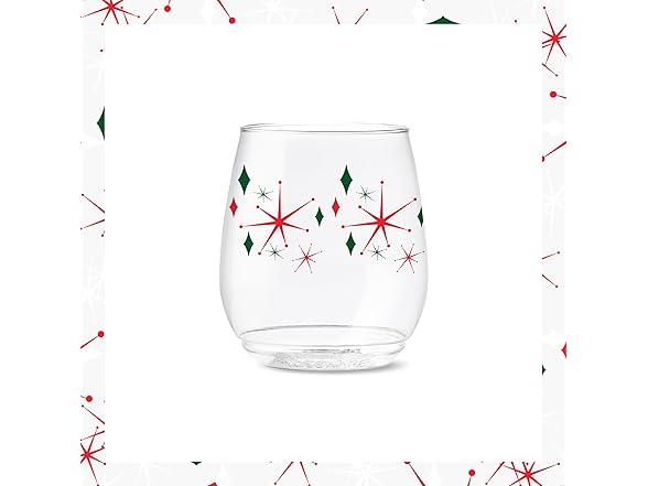 TOSSWARE POP 14oz Vino Retro Festive Pattern Series, SET OF 6