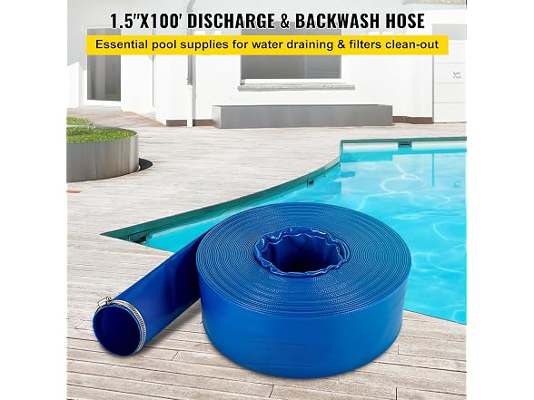 Discharge Hose, 1-1/2" x 100', PVC Fabric Lay