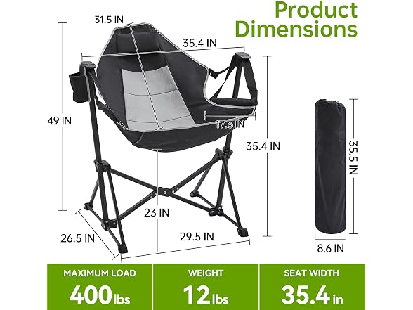 Aohanoi Grey/Black Hammock Camping Chair